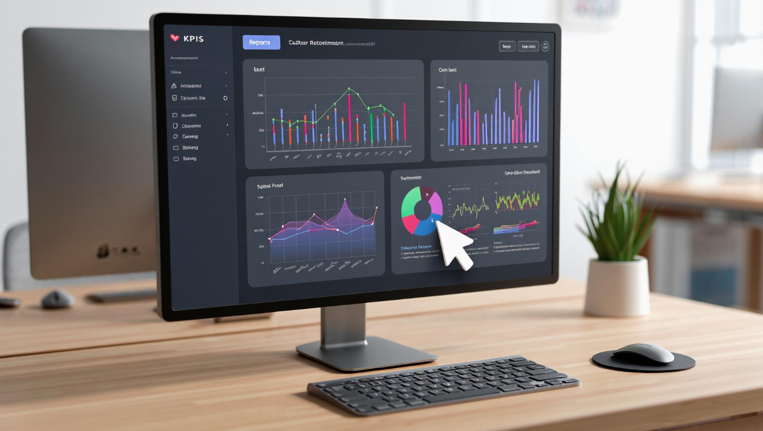 KPI analytics dashboard displayed on office monitor