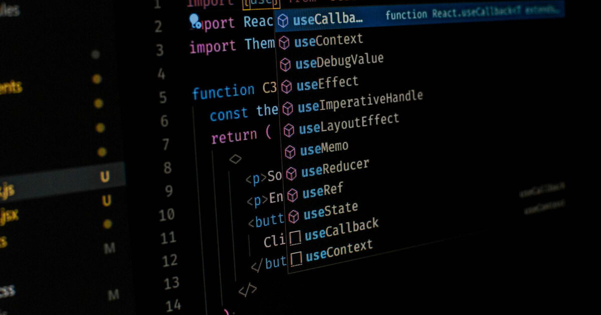 Source code open in a developer editor, illustrating how open-source analytics lets you audit the code
